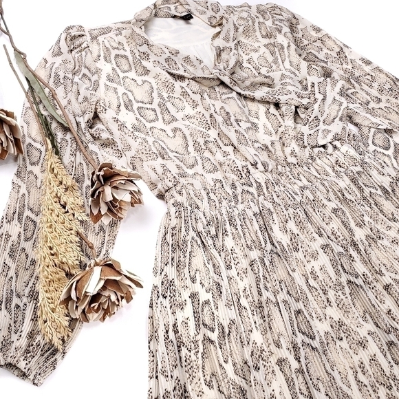 Anthropologie Current Air Snakeskin Print Sheer Lined Dress Size Small - Picture 4 of 15